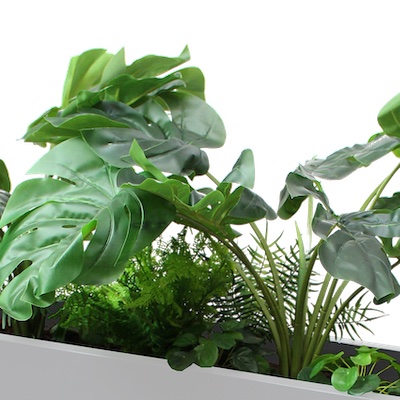 Zoom plantes Monstera 130 cm - Bac Blanc #Artificiel