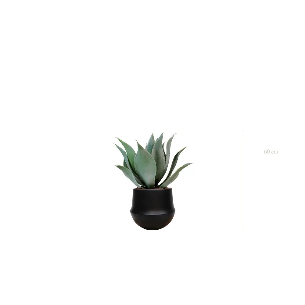 L'Agave - Pot Rond Noir - Artificiel 