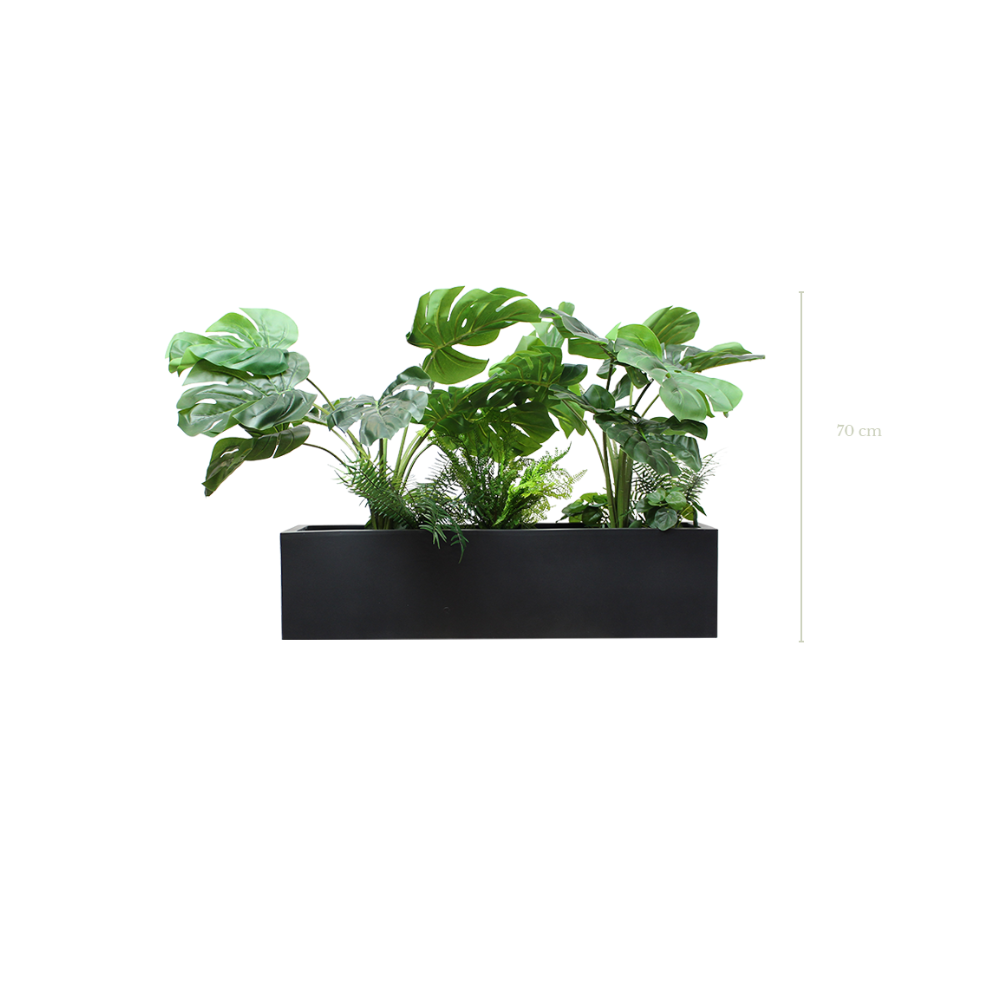 Jardinière Monstera 70 cm - Bac Noir #Artificielle