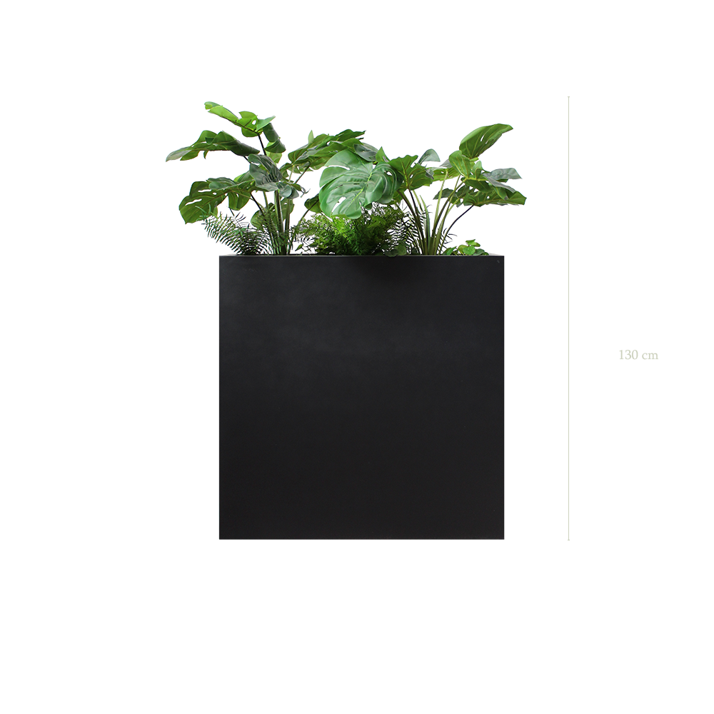 Raumteiler L. Monstera 130 cm - Schwarzer Pflanzkübel #Künstlich