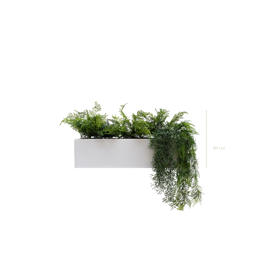 Jardinière Quito Tropicale 40 cm - Bac Blanc - Artificiel