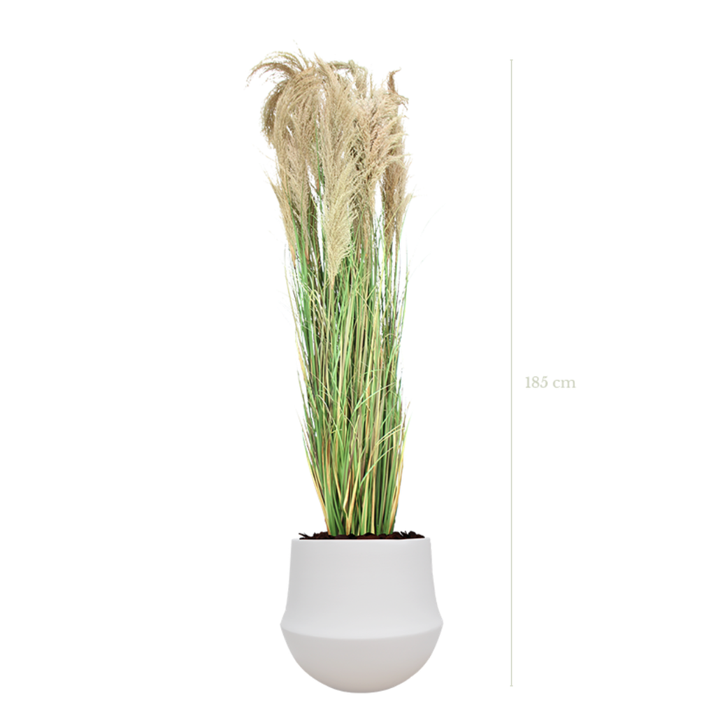 La Grande Pampa 185 cm - Pot Rond Blanc #Artificielle
