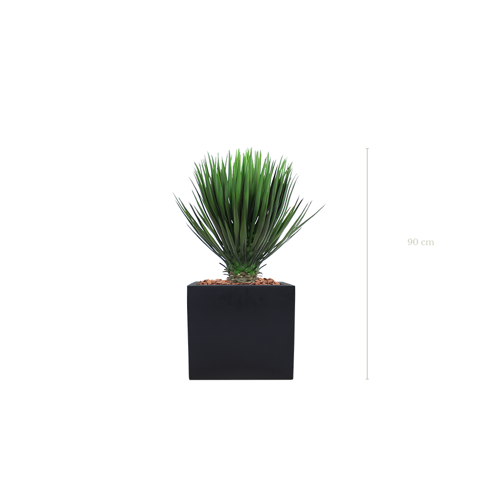Der Yucca 90 cm – schwarzer kubischer Topf #Künstlich