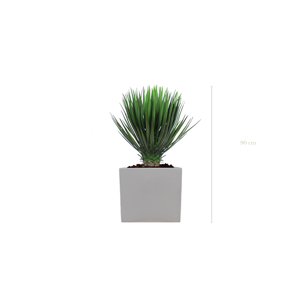 Der Yucca 90 cm - weißer kubischer Topf #Künstlich