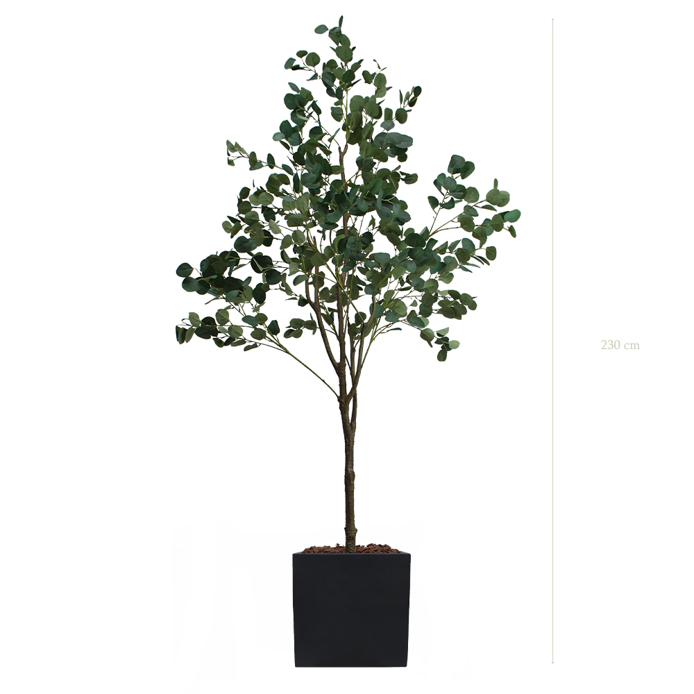 Der Eukalyptusbaum 230 cm - Schwarzer kubischer Topf #Künstlich