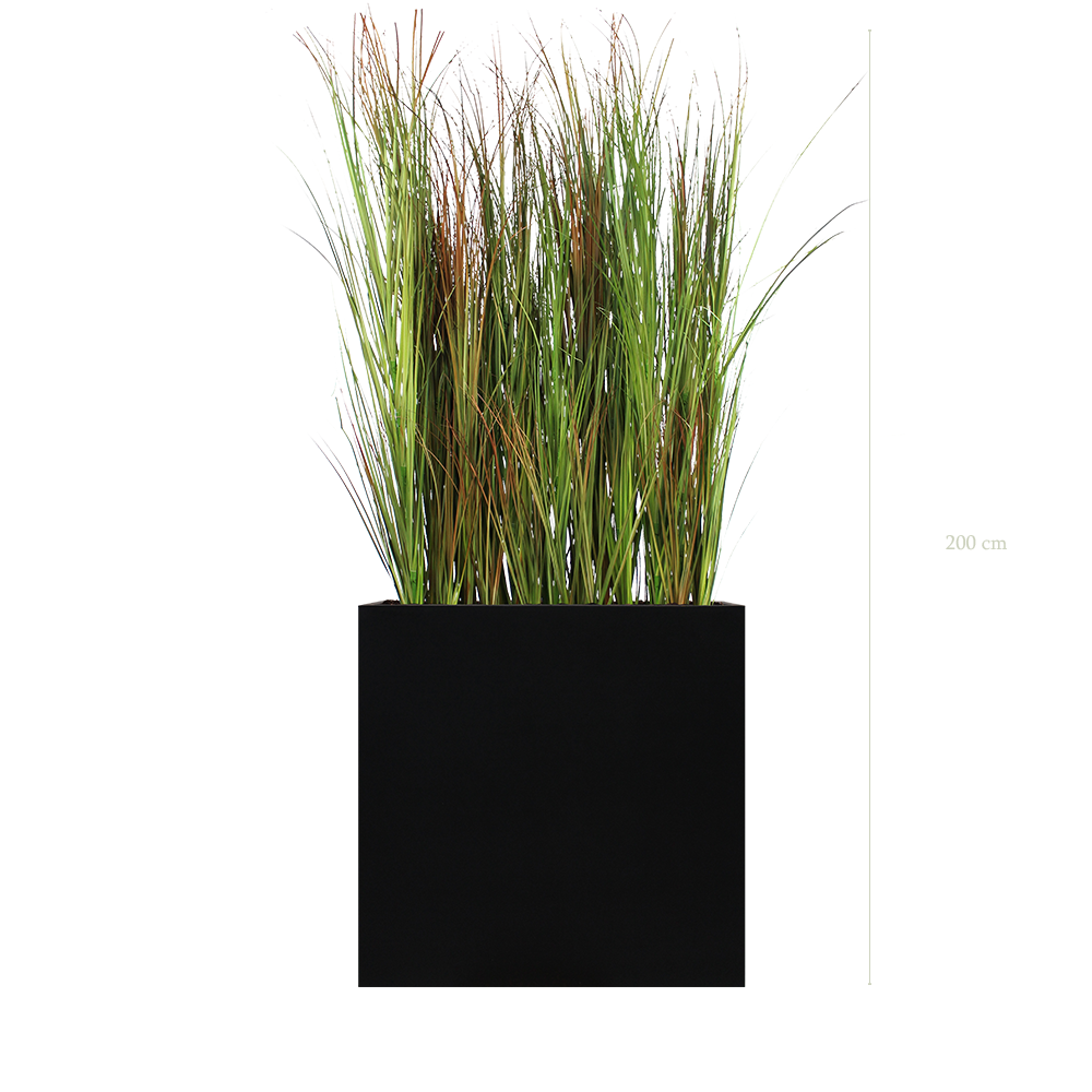 Raumteiler L. Skandinavische Gräser 200 cm - Schwarzer Pflanzkübel #Künstlich