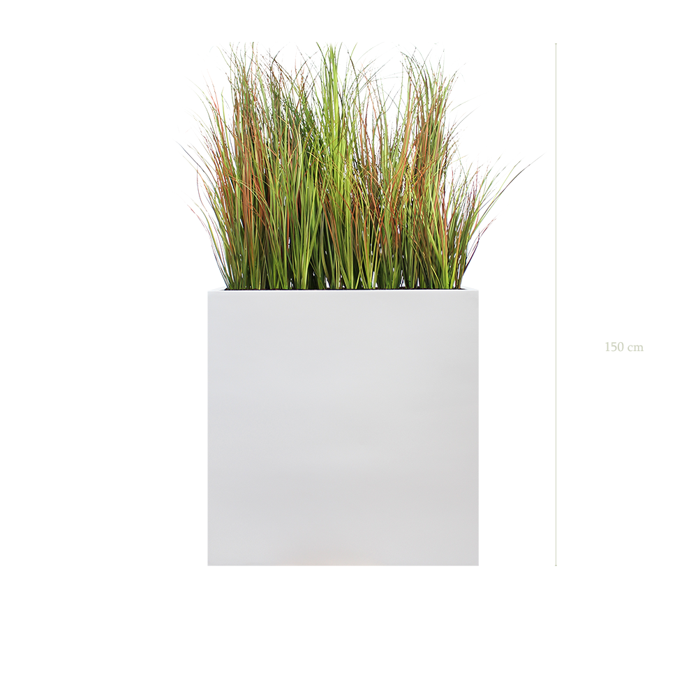 Raumteiler L. Skandinavische Gräser 150 cm - Weißer Pflanzkübel #Künstlich