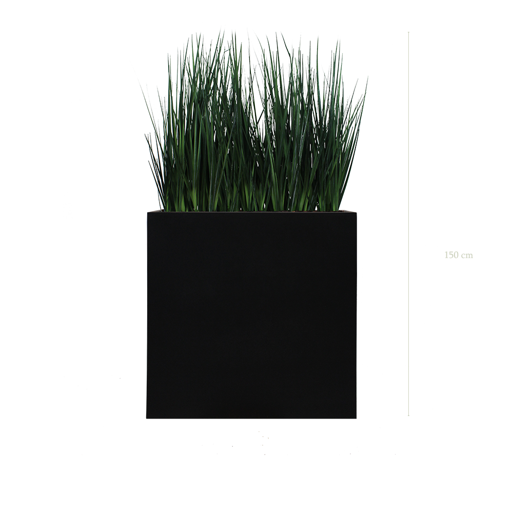 Raumteiler L. Zen-Gräser 150 cm - Schwarzer Pflanzkübel #Künstlich