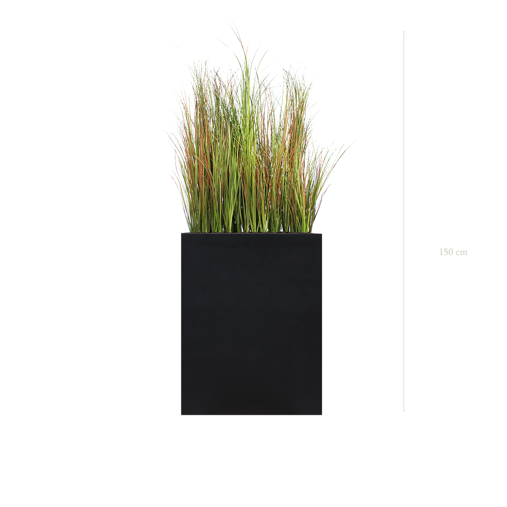 Raumteiler M. Skandinavische Gräser 150 cm - Schwarzer Pflanzkübel #Künstlich
