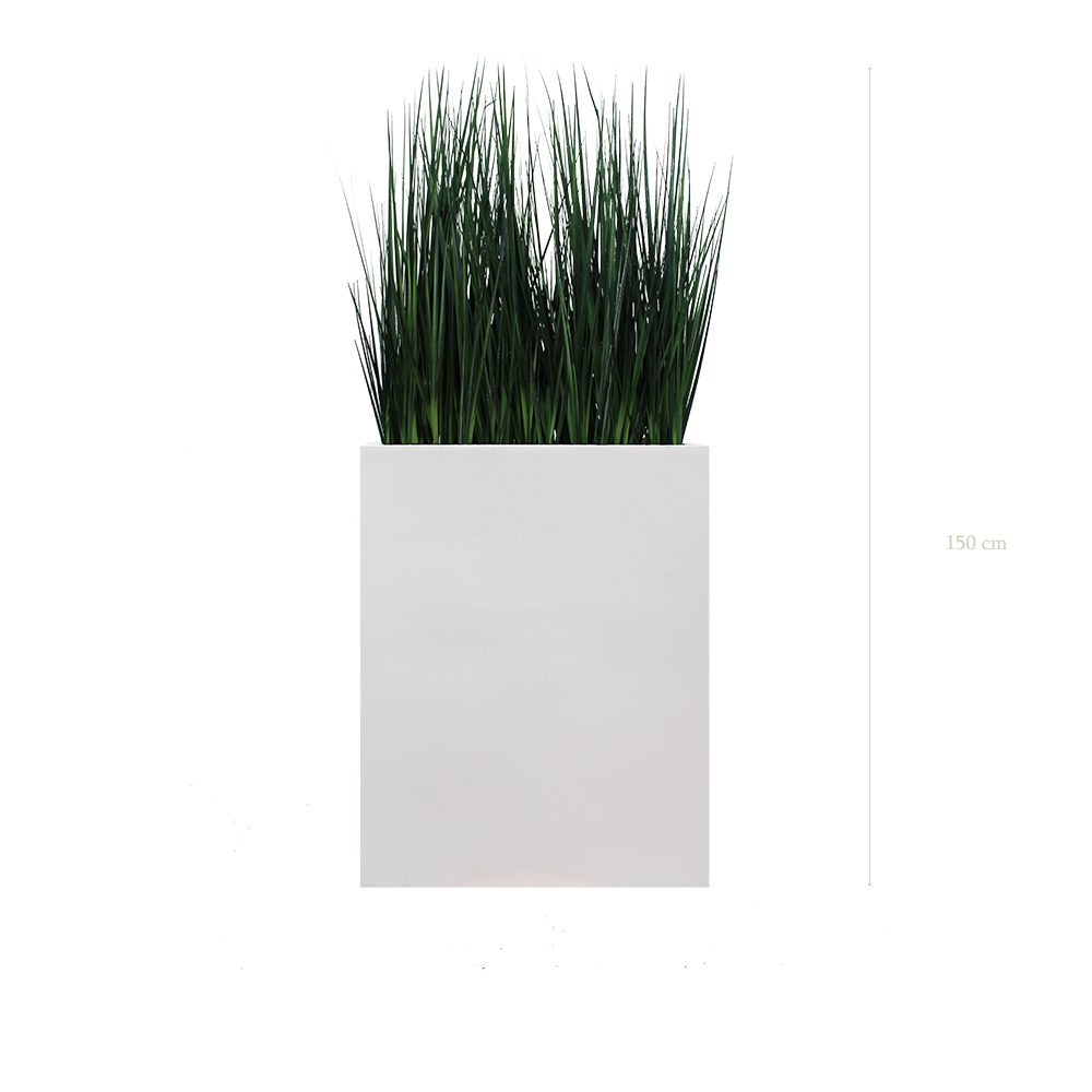 Raumteiler M. Zen-Gräser 150 cm - Weißer Pflanzkübel #Künstlich