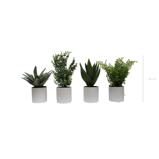 Set of 4 plants in white cylinders pots #Artificial