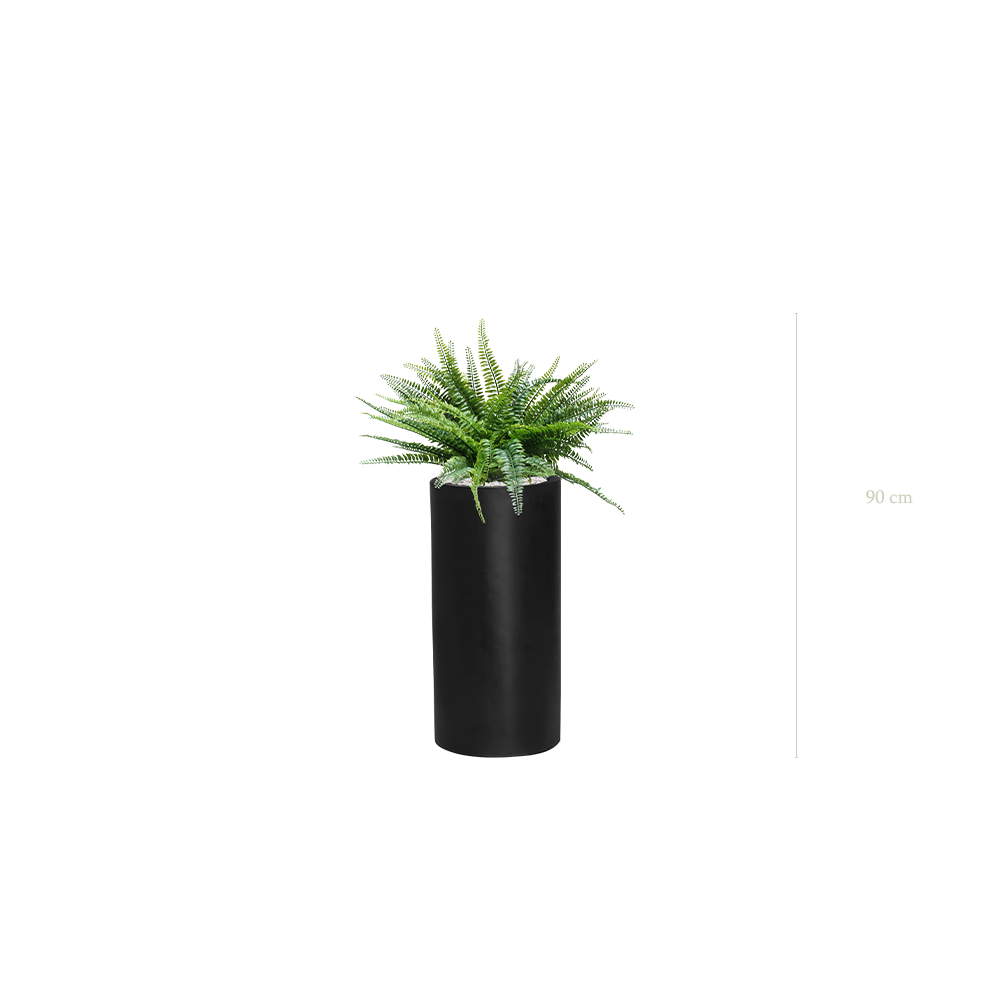 The Fern - Tall Black Cylinder Pot #Artificial #Outdoor