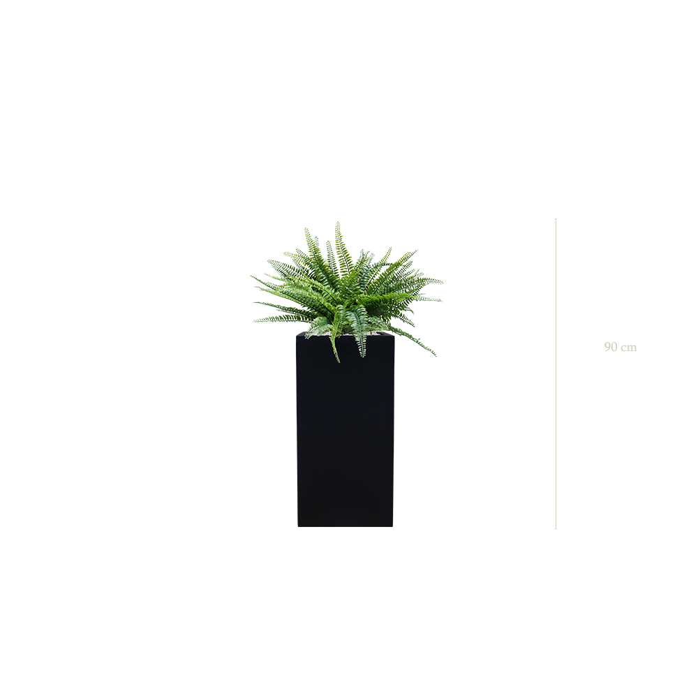 The Fern - Tall Black Cube Pot #Artificial #Outdoor