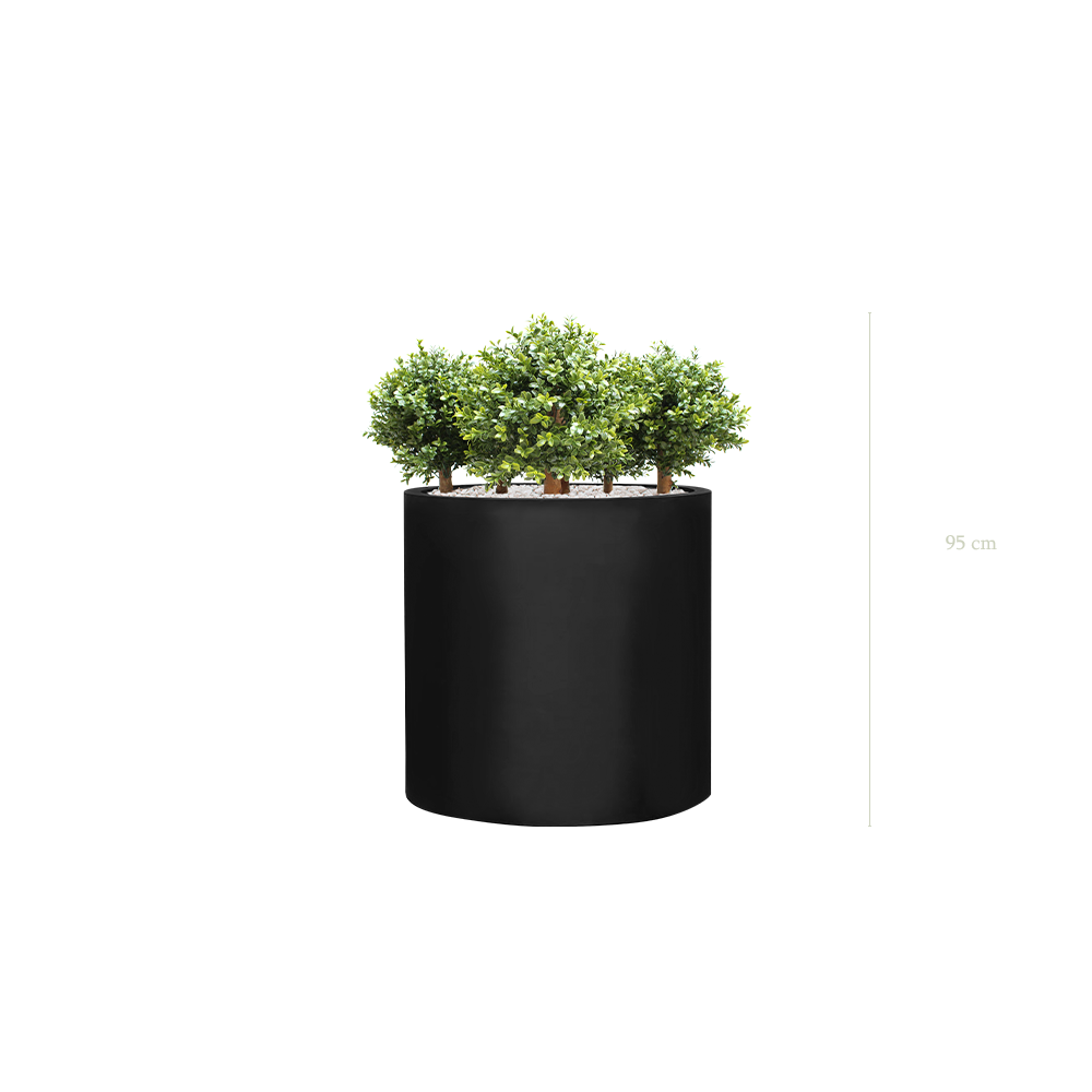The small Boxwood - Black Cylinder Pot #Artificial #Outdoor