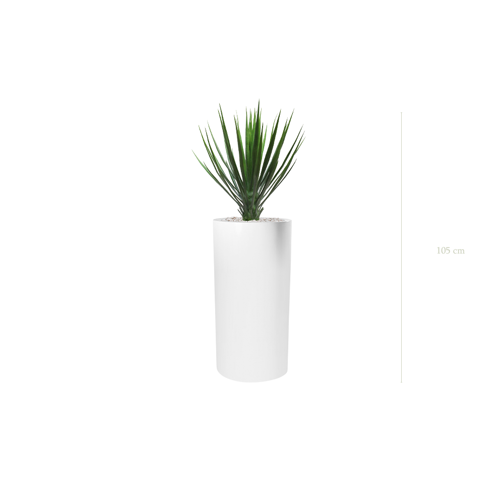 Le Yucca - Cylindre Haut Blanc - Extérieur - Artificiel