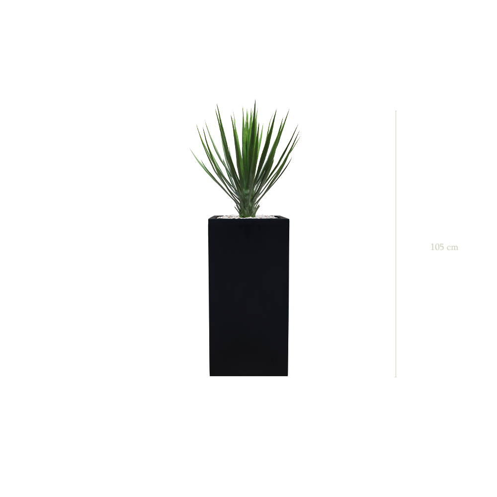 Le Yucca - Cube Haut Noir - Extérieur - Artificiel
