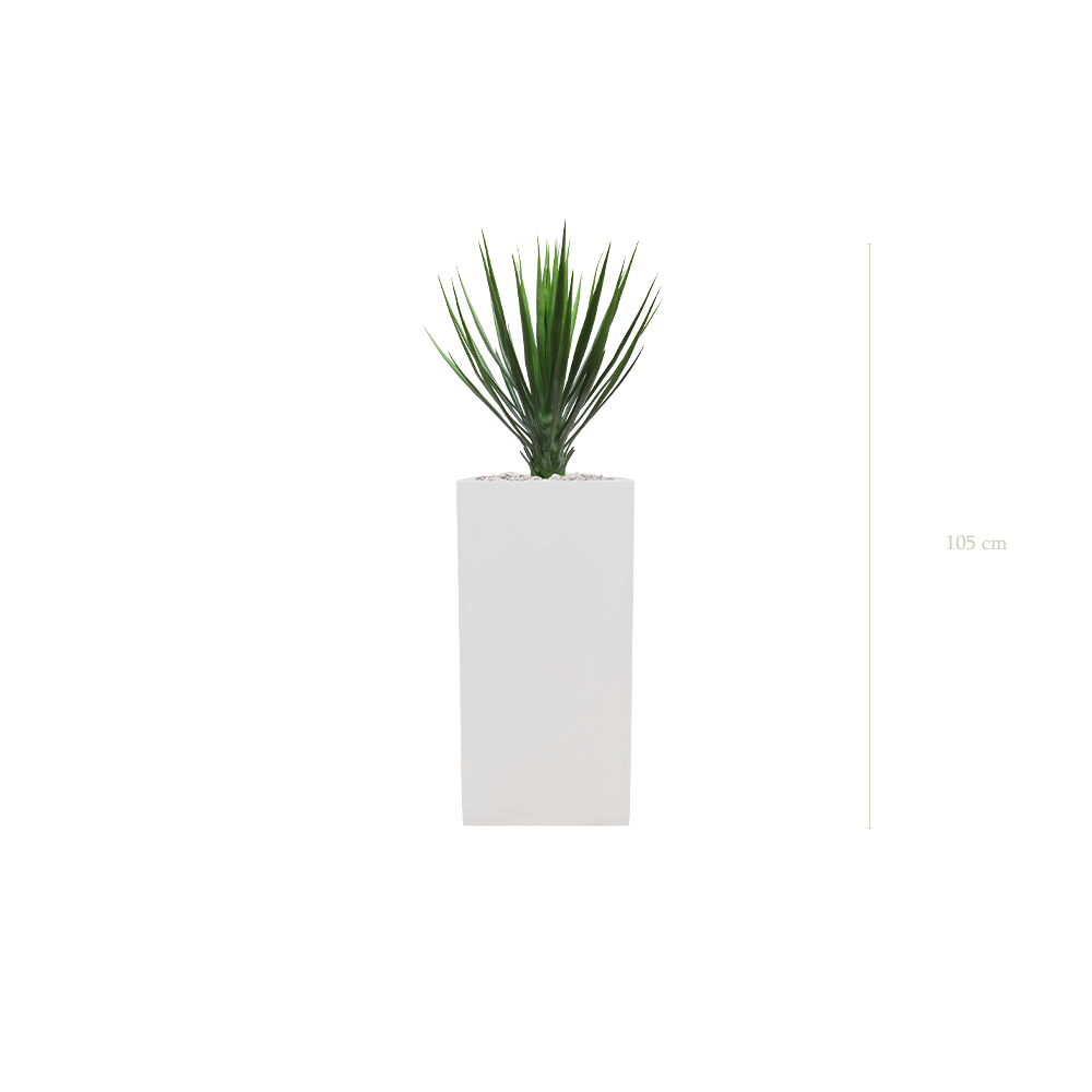 The Yucca - Tall White Cube Pot #Artificial
