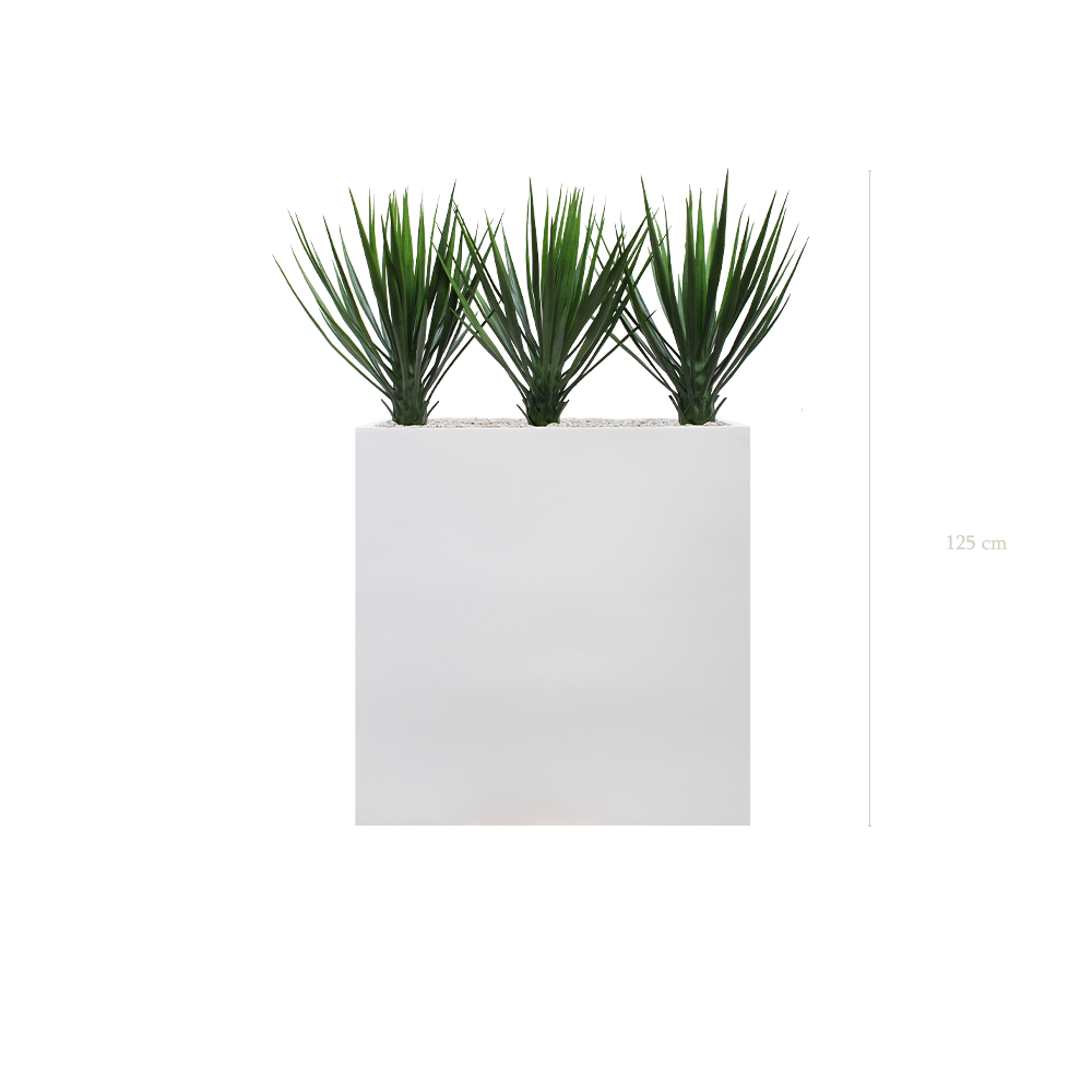 Raumteiler L. Yuccas – Weißer Pflanzkübel #Außenbereich #Künstlich