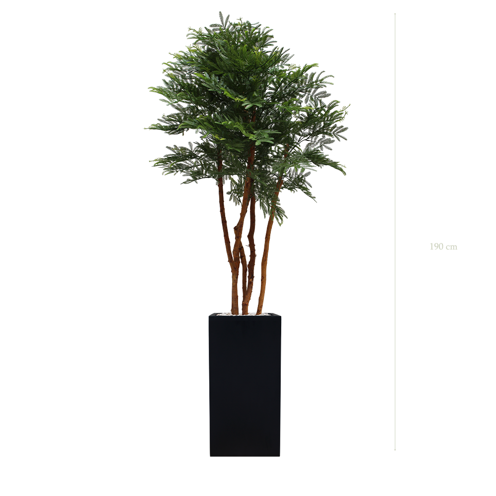 Der Tamarindenbaum – hoher kubischer Topf in Schwarz #Außenbereich #Künstlich