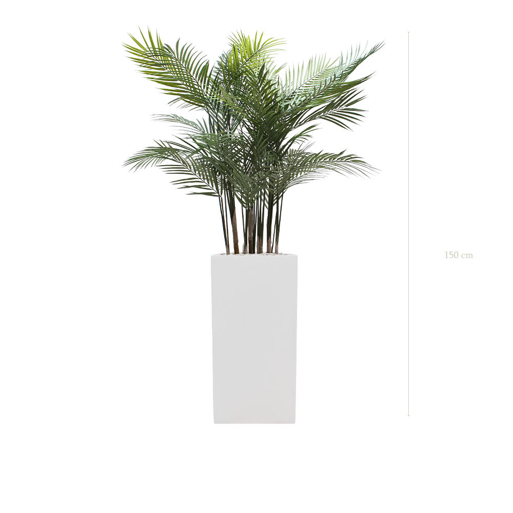 The Aralia - Tall White cube pot - #Artificial #Outdoor