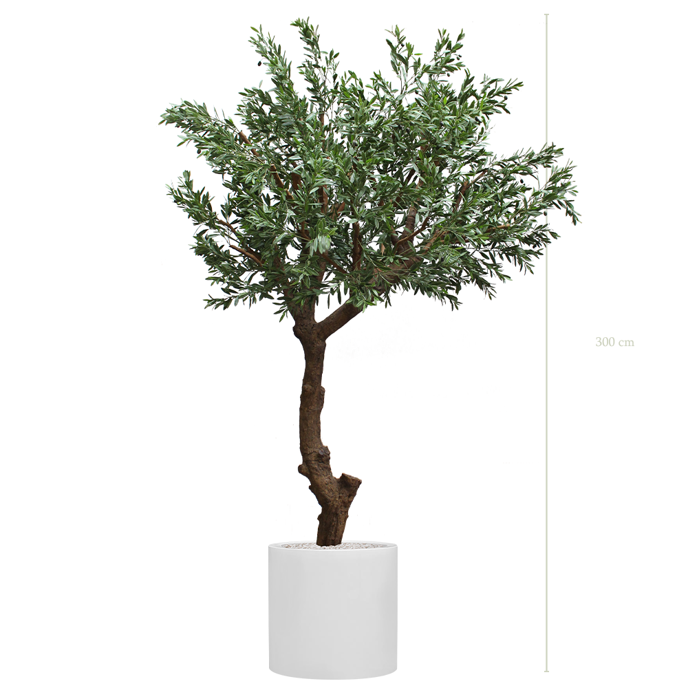 The Tall Olive tree - White Cylinder Pot #Artificial #Outdoor