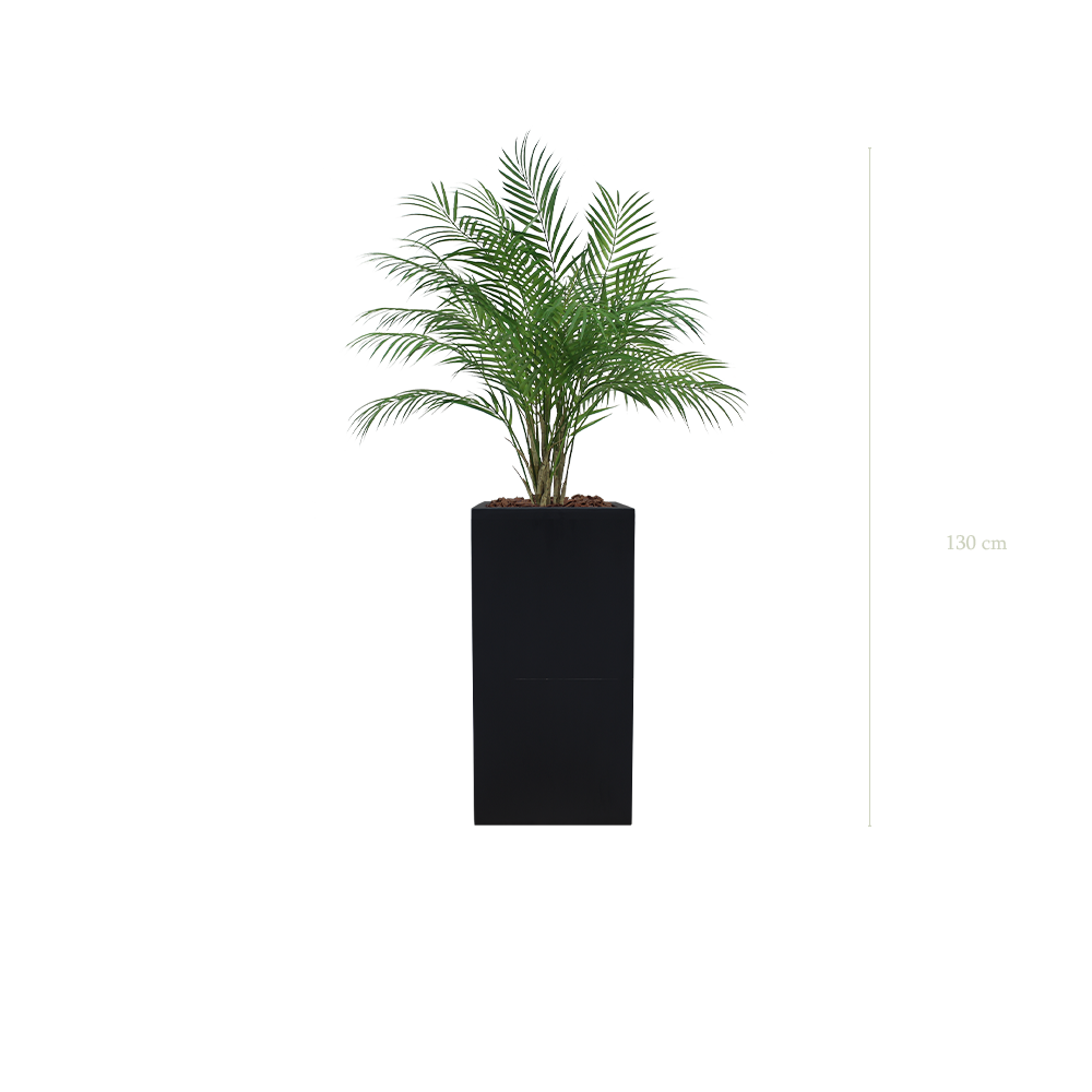 The Palm H. 130 cm in a tall black cube pot #Artificial