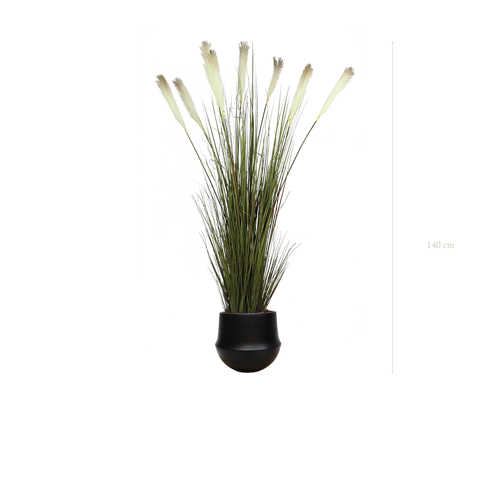 The Pampa H. 130 cm in a black round ceramic pot #Artificial