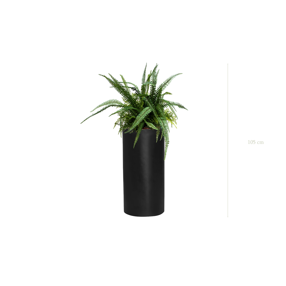 The Fern H. 90 cm in a tall black cylinder pot #Artificial