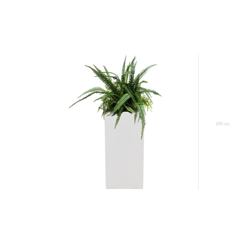 The Fern H. 90 cm in a tall white cube pot #Artificial