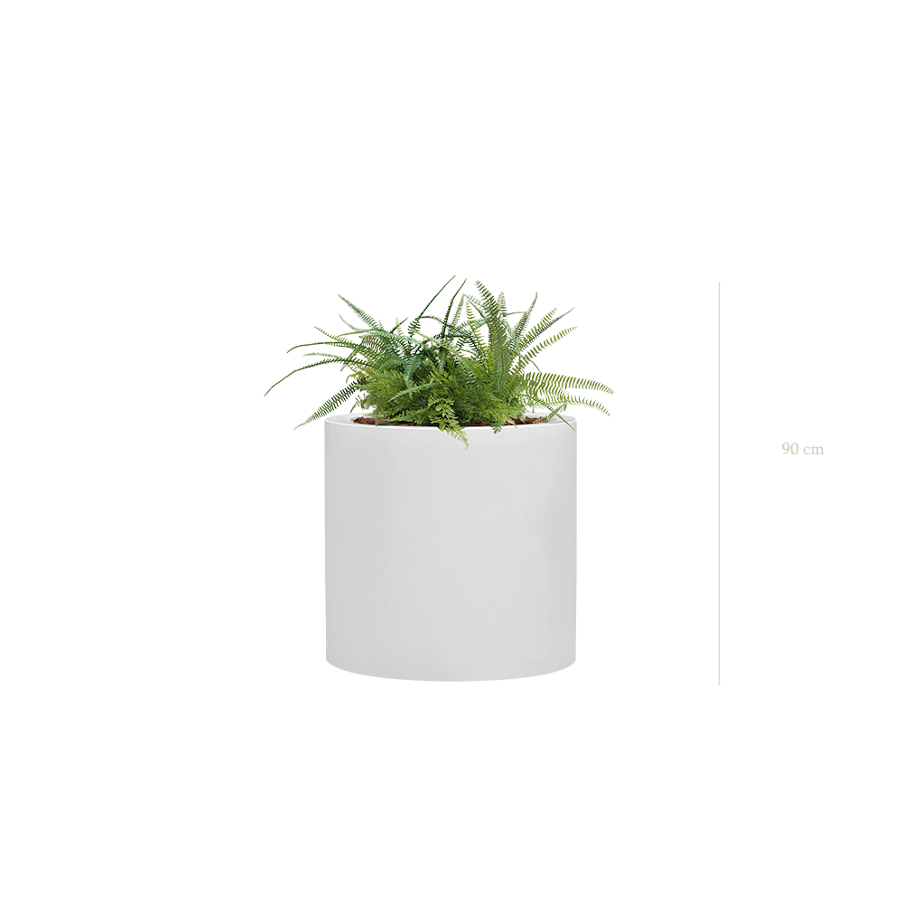 The Fern H. 90 cm in a large white round cube pot #Artificial