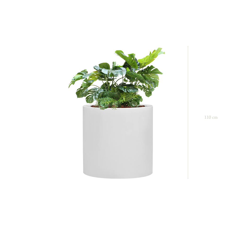 Jardinière Monstera - Cylindre Blanc #Artificiel