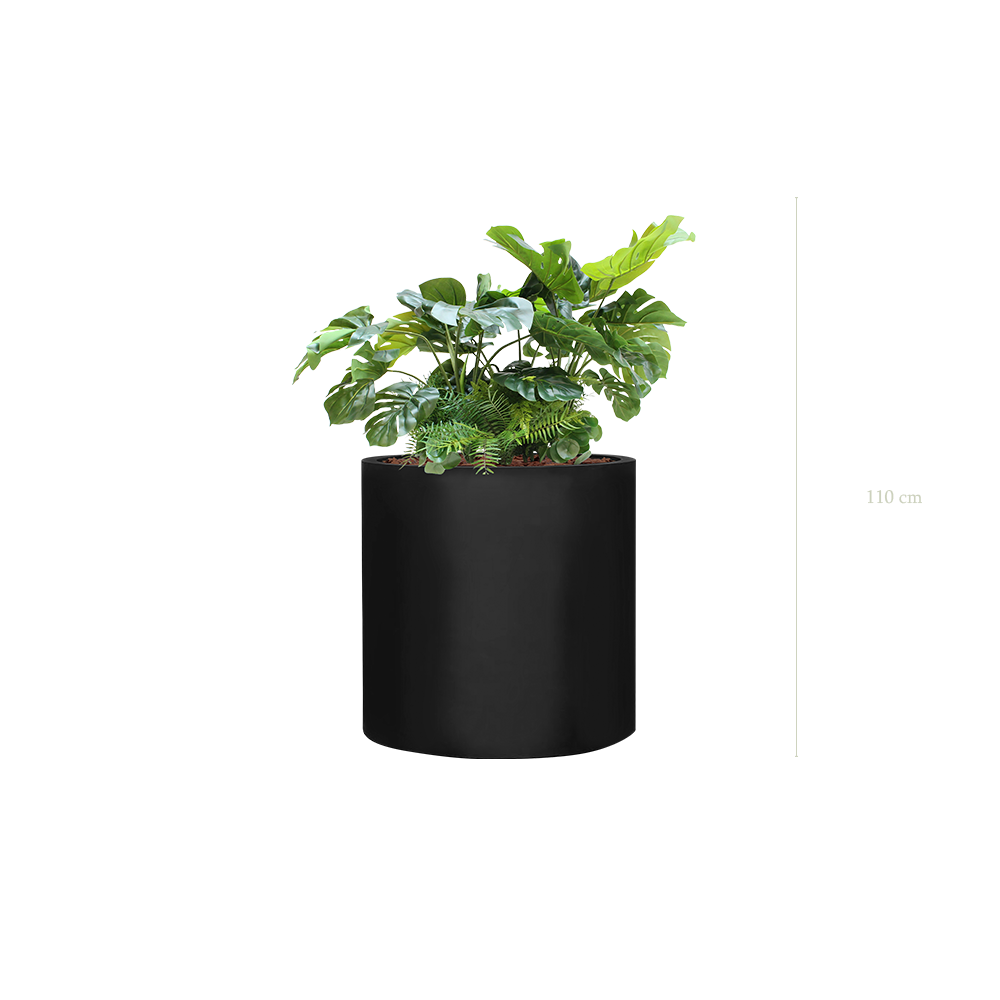 Jardinière Monstera - Cylindre Noir #Artificiel