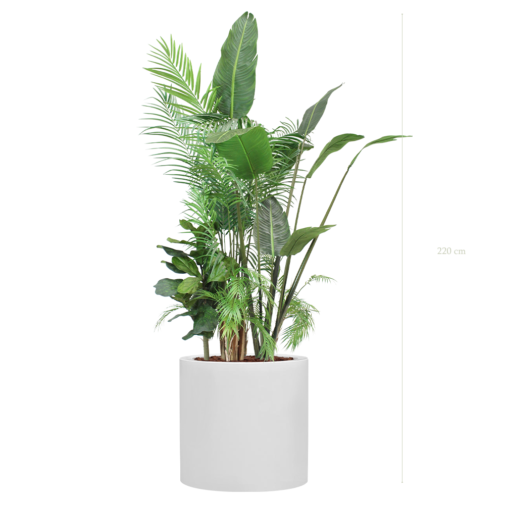 The Borneo White Large Round Planter #Artificial