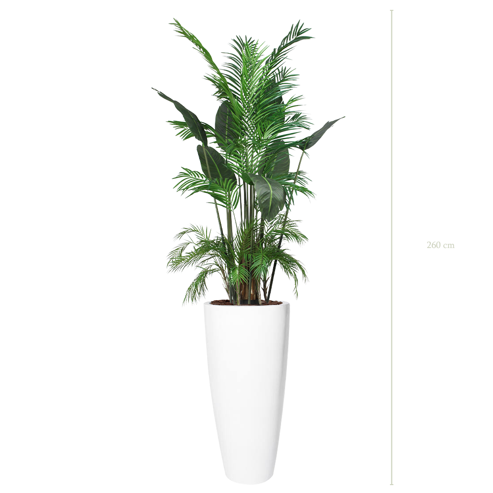 The Borneo in a tall round white pot #Artificial