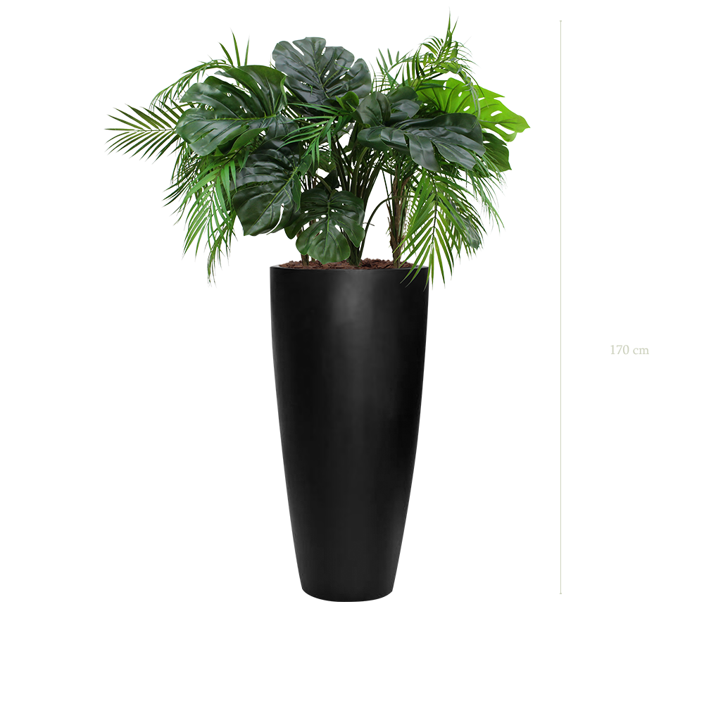 The Java in a tall round black pot #Artificial