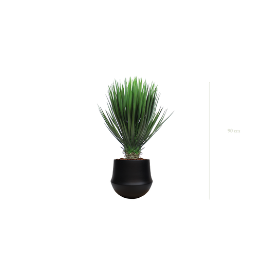 [A-PT13-CE10] The Yucca in a black round ceramic pot #Artificial
