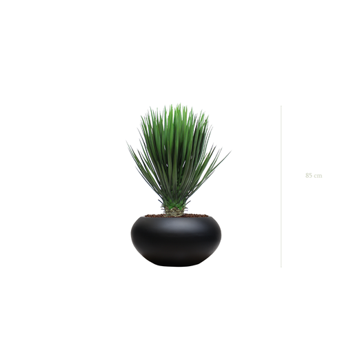 [A-PT13-FB13] Le Yucca - Pot Ovale Noir #Artificiel