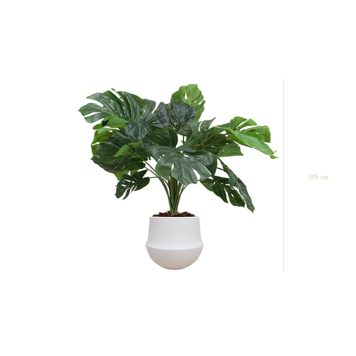 [A-TG38-CE1] The small Monstera H. 84 cm in a white round ceramic pot #Artificial