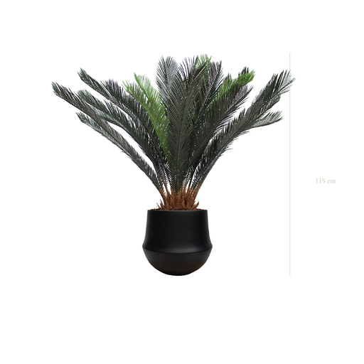 [A-PT14-CE10] Le Cycas - Pot Rond Noir #Artificiel