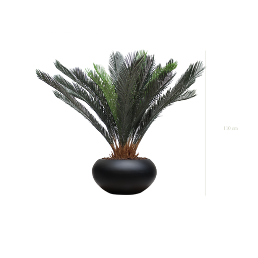 [A-PT14-FB13] Le Cycas - Pot Ovale Noir #Artificiel