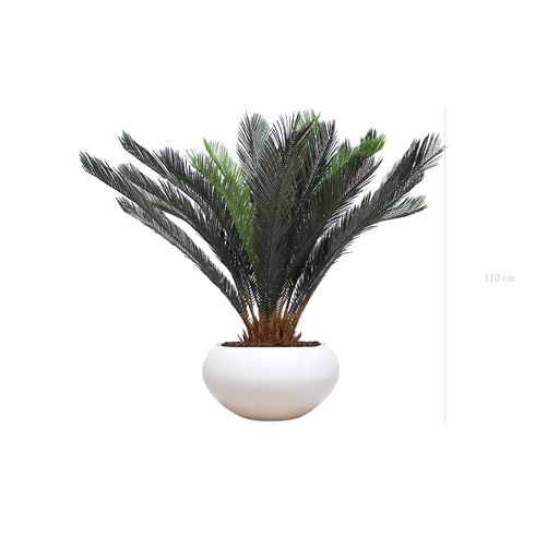 [A-PT14-FB14] Le Cycas - Pot Ovale Blanc #Artificiel