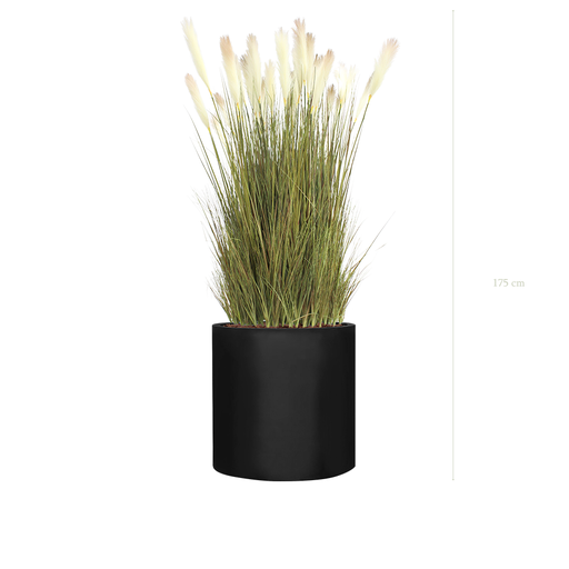 [A-TG1-FB27] The Pampas Black Large Round Planter #Artificial