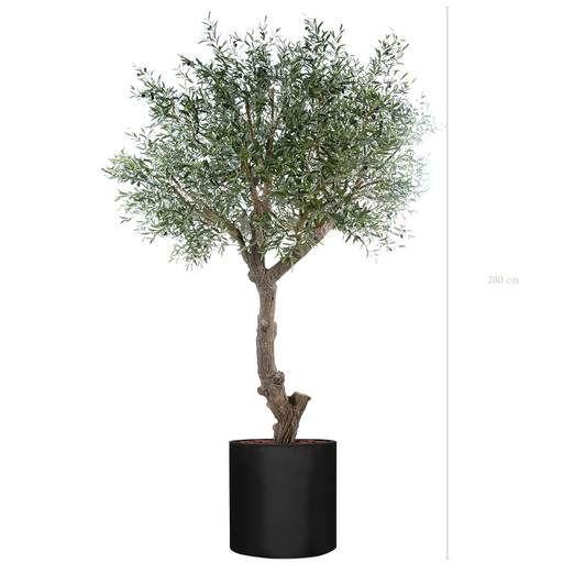 [A-AB2-FB27] The Tall Olive tree in a black cylinder pot #Artificial