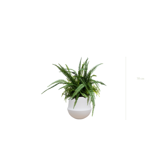 [A-TG10-CE1] La Fougère - Pot Rond Blanc #Artificiel