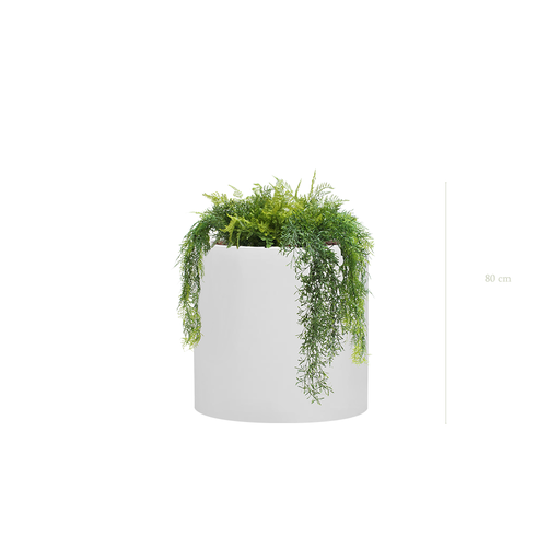 [A-J3-FB26] Quito Tropical Planter – Weißer Zylinder Topf #Künstlich