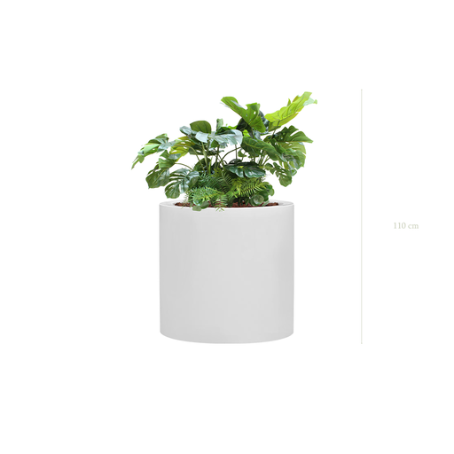[A-J2-FB26] Jardinière Monstera - Cylindre Blanc #Artificiel