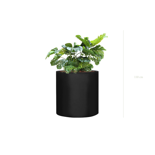 [A-J2-FB27] Jardinière Monstera - Cylindre Noir #Artificiel