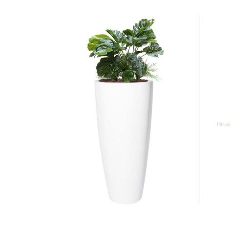 [A-J2-FB21] La Monstera - Pot Haut Blanc #Artificiel