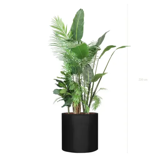 [A-J7-FB27] The Borneo Black Large Round Planter #Artificial