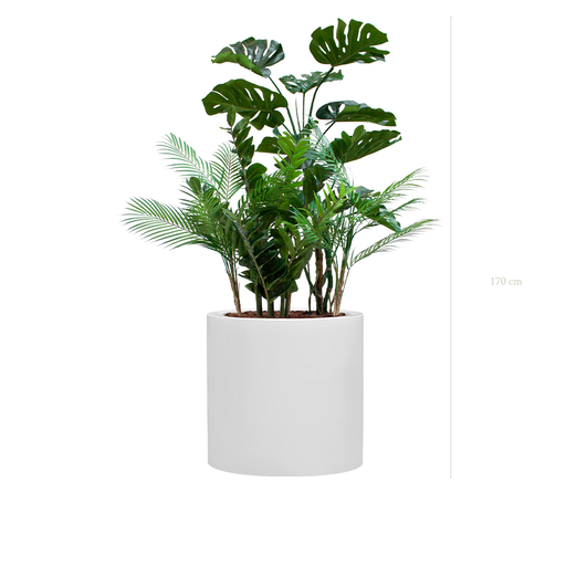 [A-J8-FB26] The Holbox - White Cylinder Pot #Artificial